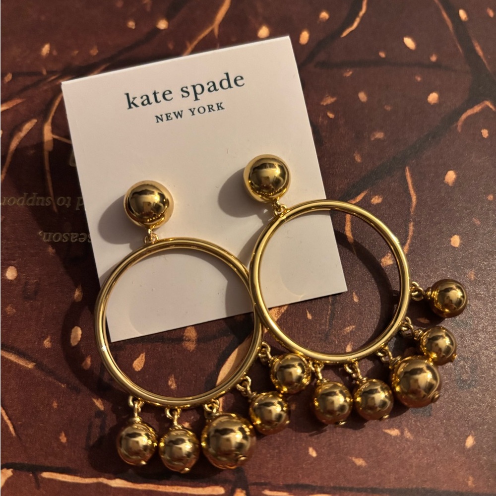 Kate Spade Gold Dangle Hoop Earrings